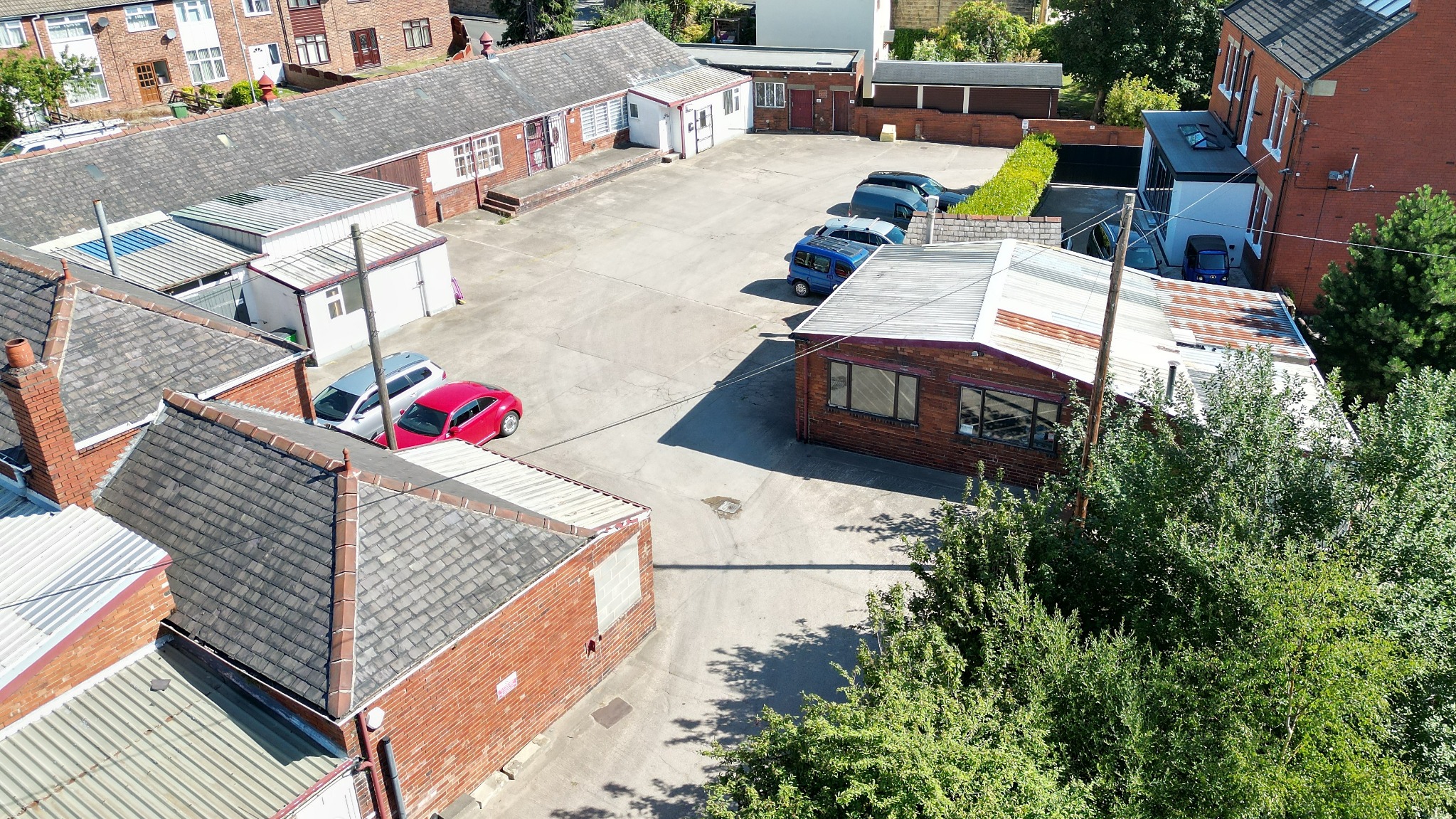 Aerial view of the brick workshops and courtyard at Massarella’s Yard